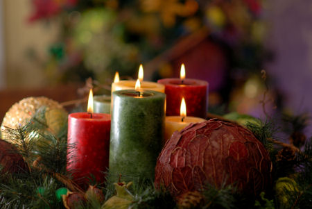 Christmas candle table centre