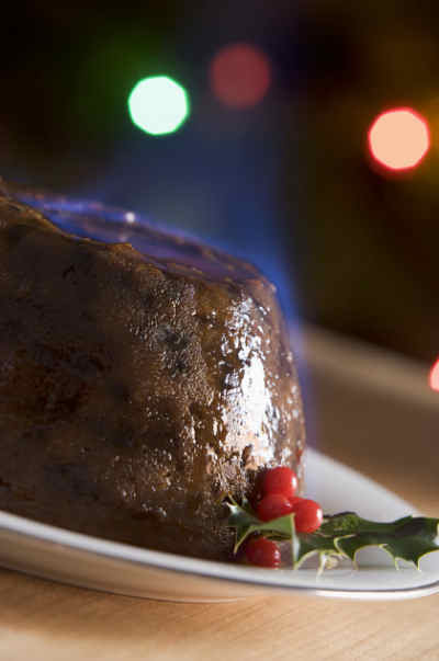 Flaming Christmas pudding