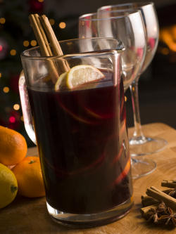 Mulled wine ready to serve at the Christmas party Mulled wine ready to serve at the Christmas party